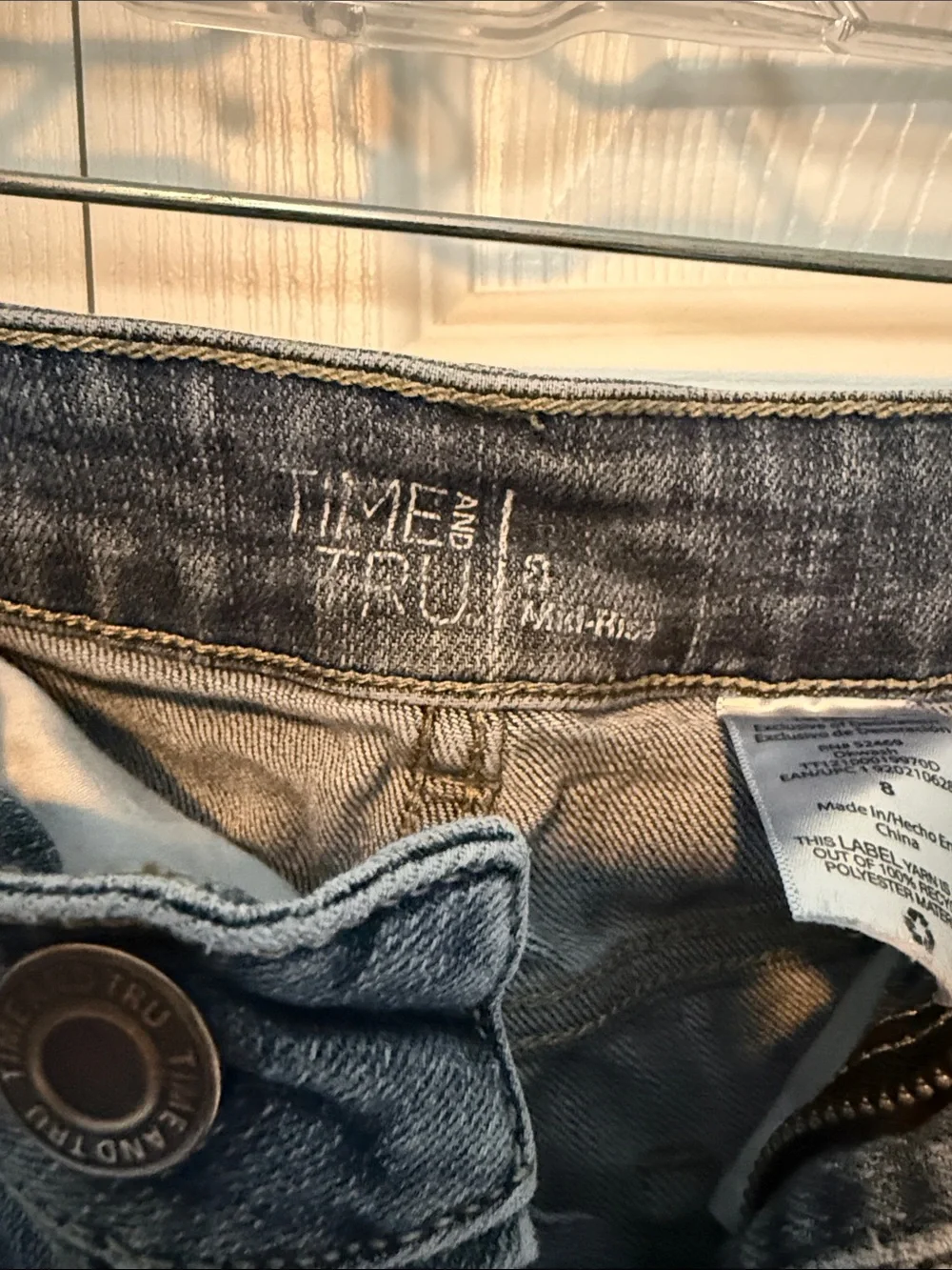 Time and Tru Dark Gray Roll Cuff Denim Shorts